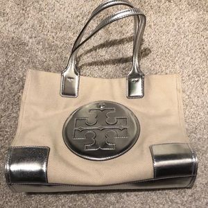 Tory Burch Ella tote silver with canvas